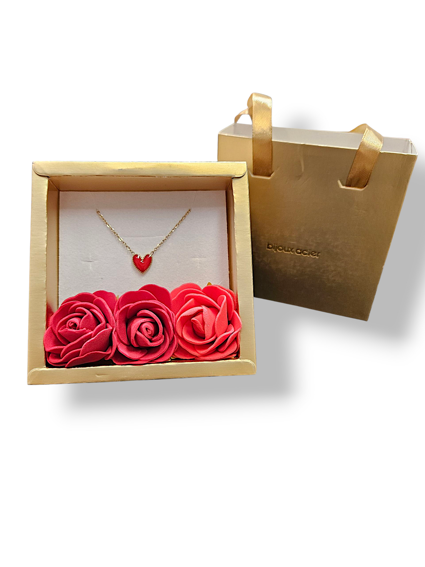 Coffret Collier Petit Cœur Rouge