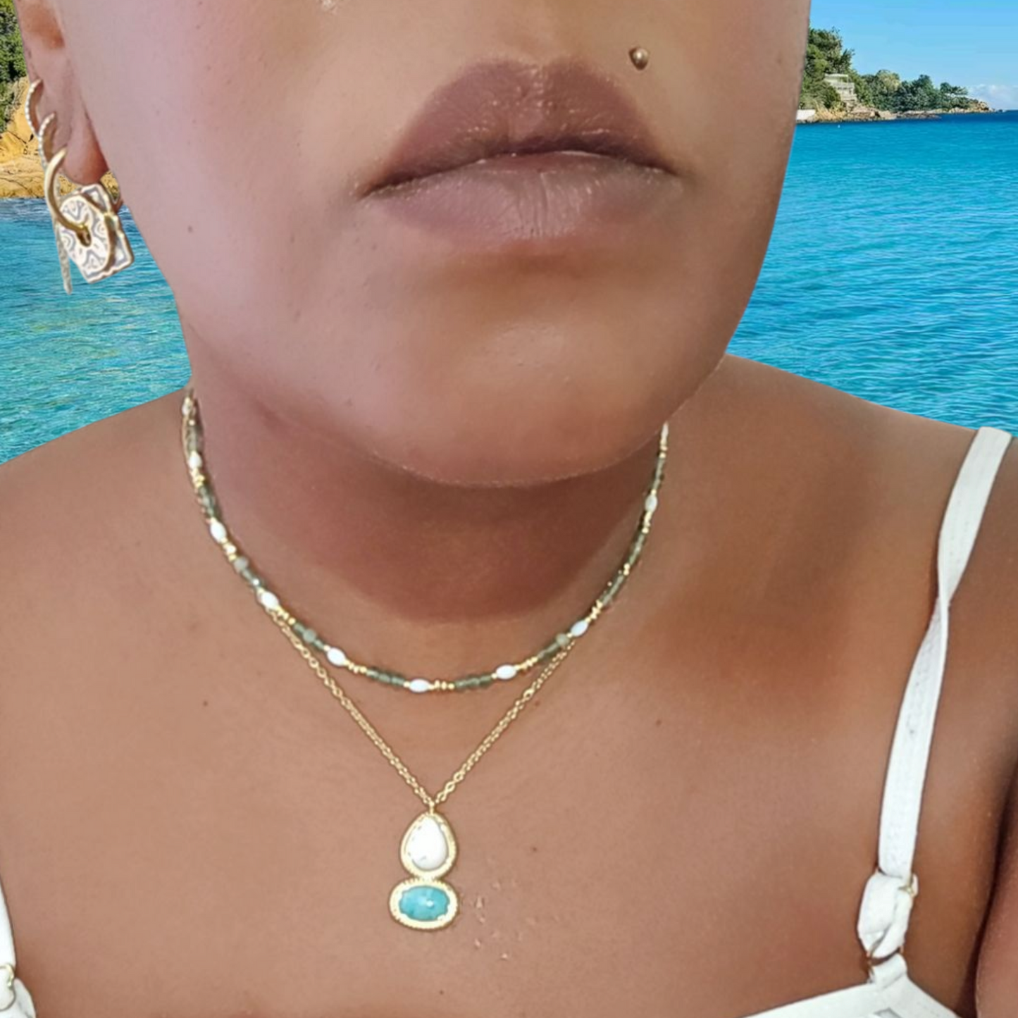 COLLIER SYLVABELLE QUARTZ VERT