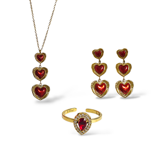 💝 Coffret Valentina – Parure Bijoux Cœur Rouge