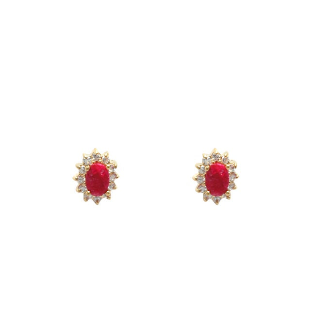 Boucle d'oreille fleur rubis