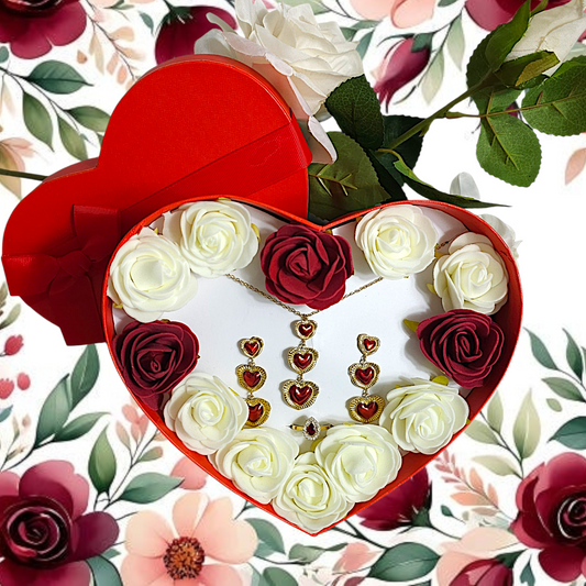 💝 Coffret Valentina – Parure Bijoux Cœur Rouge