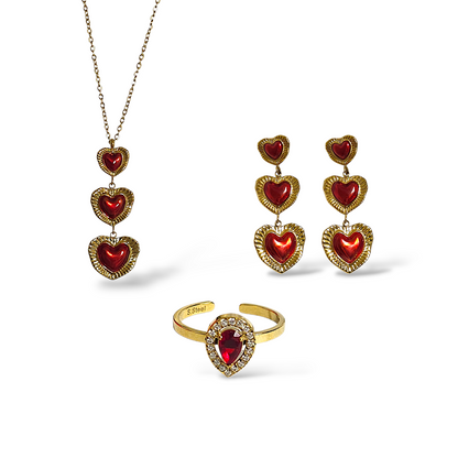 💝 Coffret Valentina – Parure Bijoux Cœur Rouge